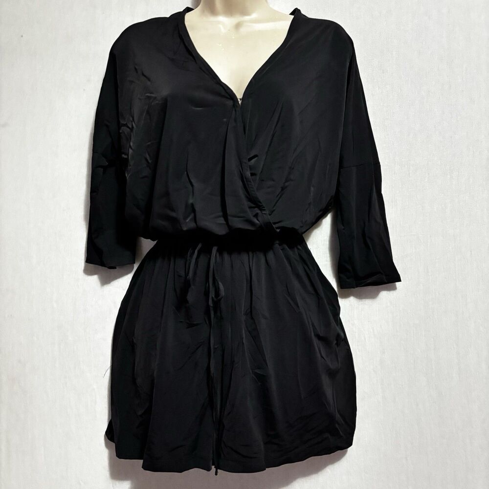 Kardashian Kollection Black Short Sleeve Romper Drawstring Pockets  Large NWT